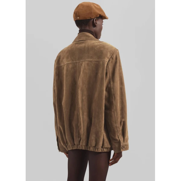 The Frankie Shop Hester Faux Suede Jacket - Camel - Oversized Minimalist Jackets in Brown - Shop at Luxury Shoes 