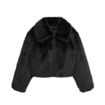 The Frankie Shop Hope Faux Fur Jacket - Black - Oversized Minimalist Jackets in Black - Shop at Luxury Shoes 