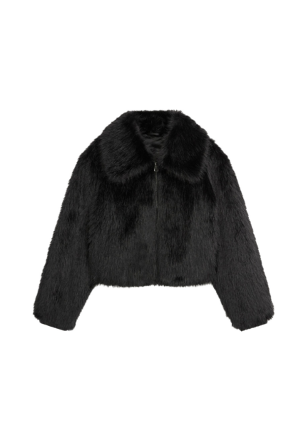 The Frankie Shop Hope Faux Fur Jacket - Black - Oversized Minimalist Jackets in Black - Shop at Luxury Shoes 