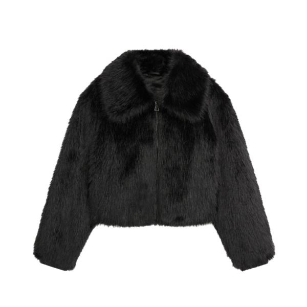 The Frankie Shop Hope Faux Fur Jacket - Black - Oversized Minimalist Jackets in Black - Shop at Luxury Shoes 