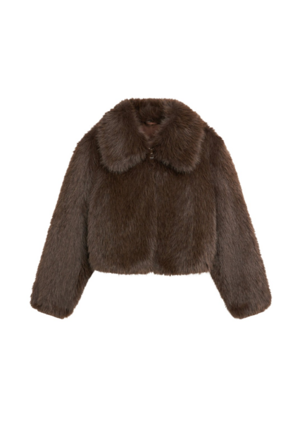 The Frankie Shop Hope Faux Fur Jacket - Brown - Oversized Minimalist Jackets in Brown - Shop at Luxury Shoes 