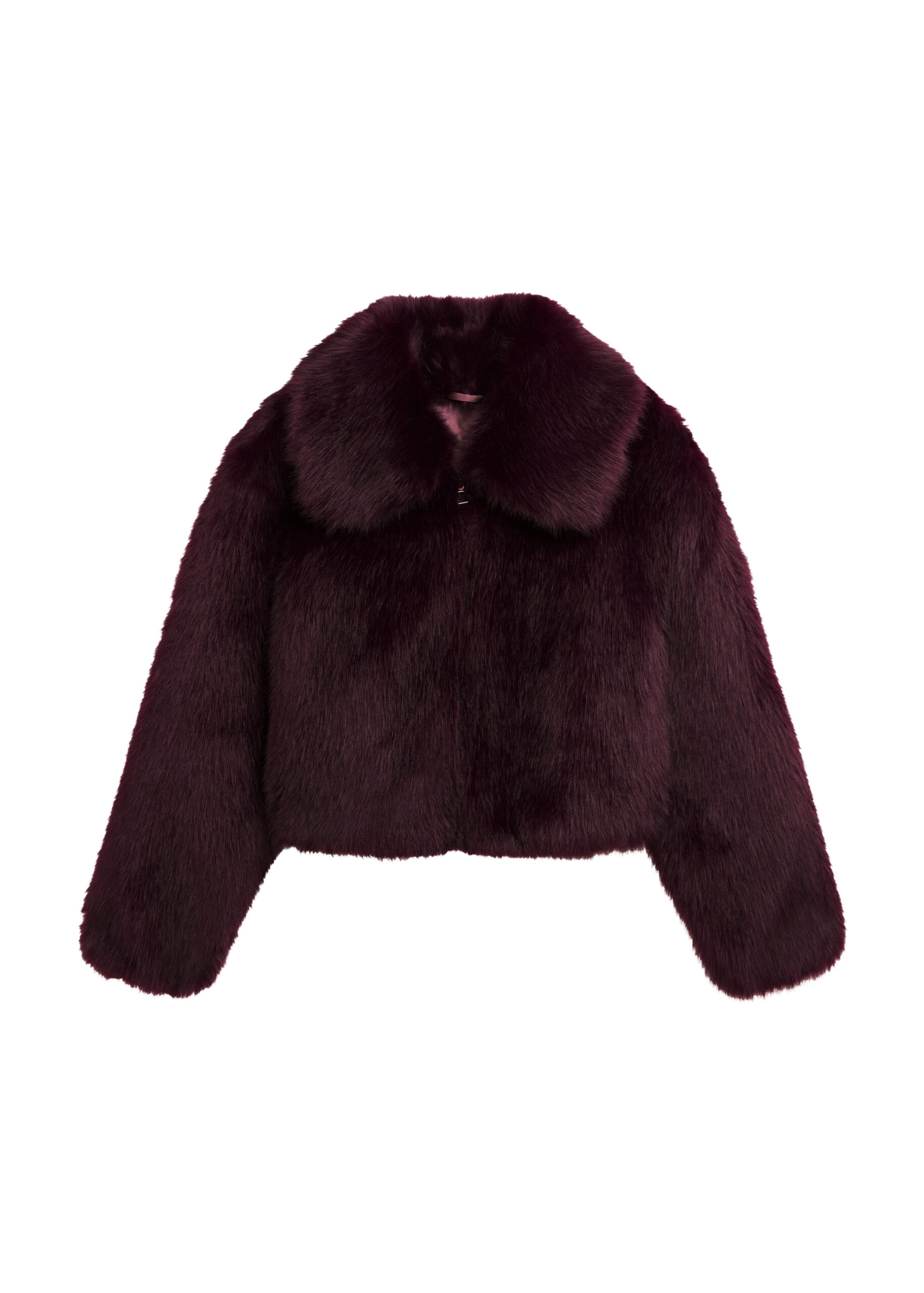 The Frankie Shop Hope Faux Fur Jacket – Dark Plum