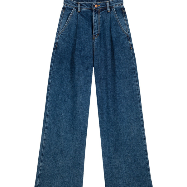 The Frankie Shop Isabella Denim Pants - Medium Wash - Oversized Minimalist Pants in Blue - Shop at Luxury Shoes 
