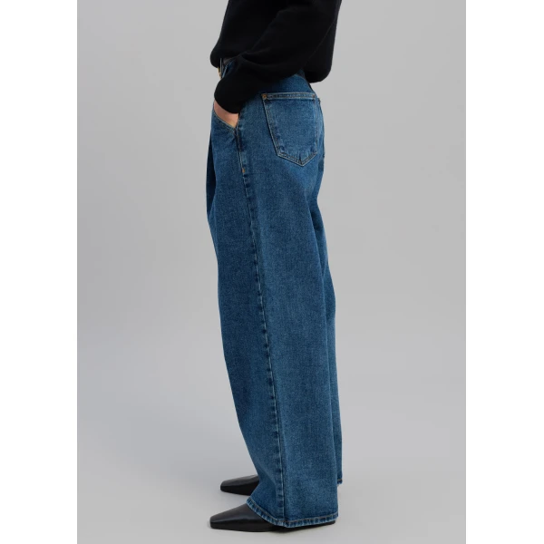 The Frankie Shop Isabella Denim Pants - Medium Wash - Oversized Minimalist Pants in Blue - Shop at Luxury Shoes 