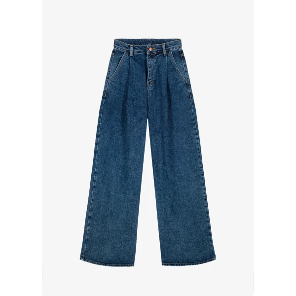 The Frankie Shop Isabella Denim Pants - Medium Wash - Oversized Minimalist Pants in Blue - Shop at Luxury Shoes 