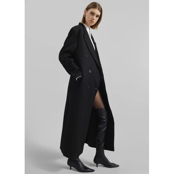 The Frankie Shop Jane Long Coat - Black - Oversized Minimalist Coats in Black - Shop at Luxury Shoes 