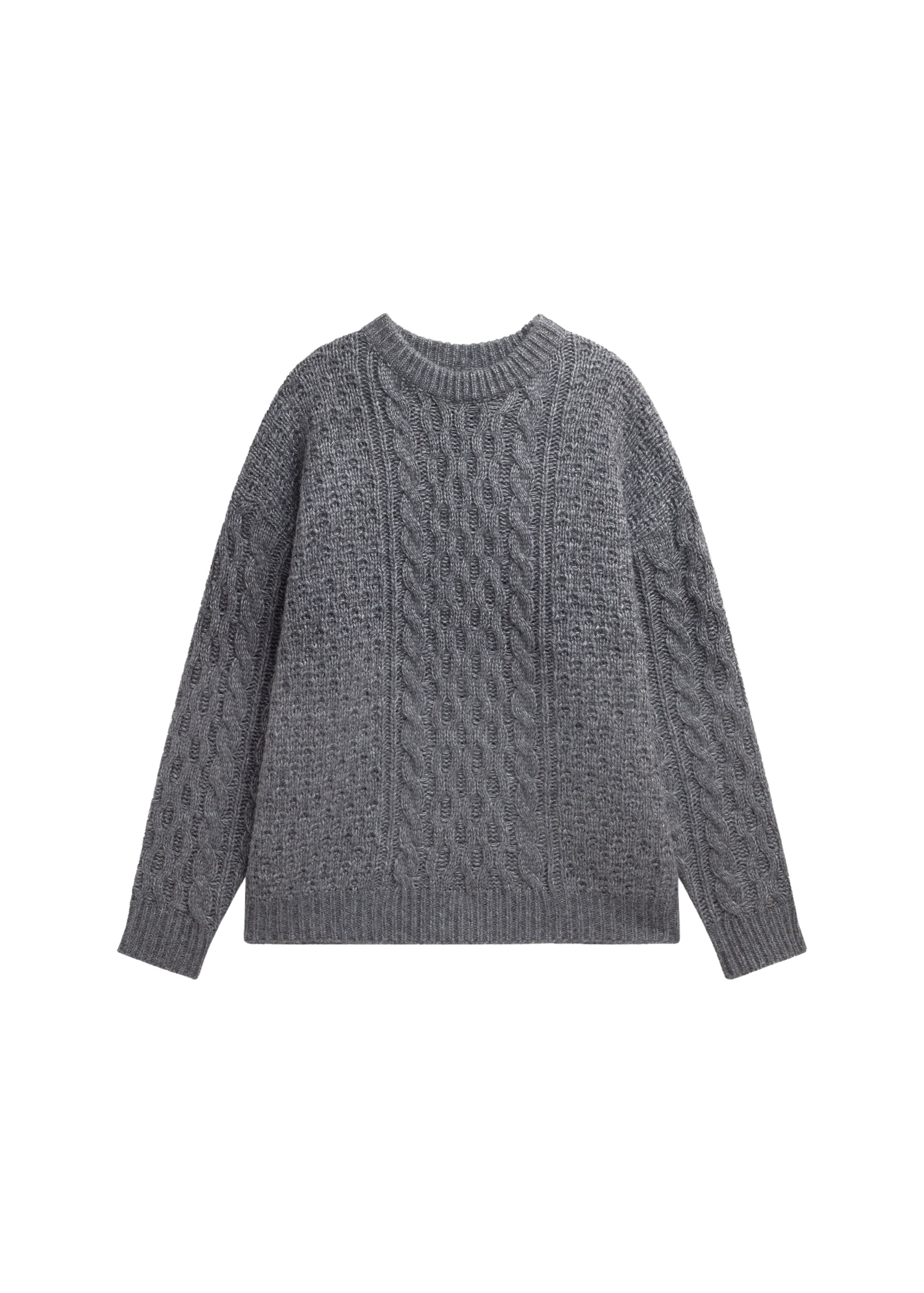 The Frankie Shop Janesen Oversized Cable Knit Sweater – Grey Melange