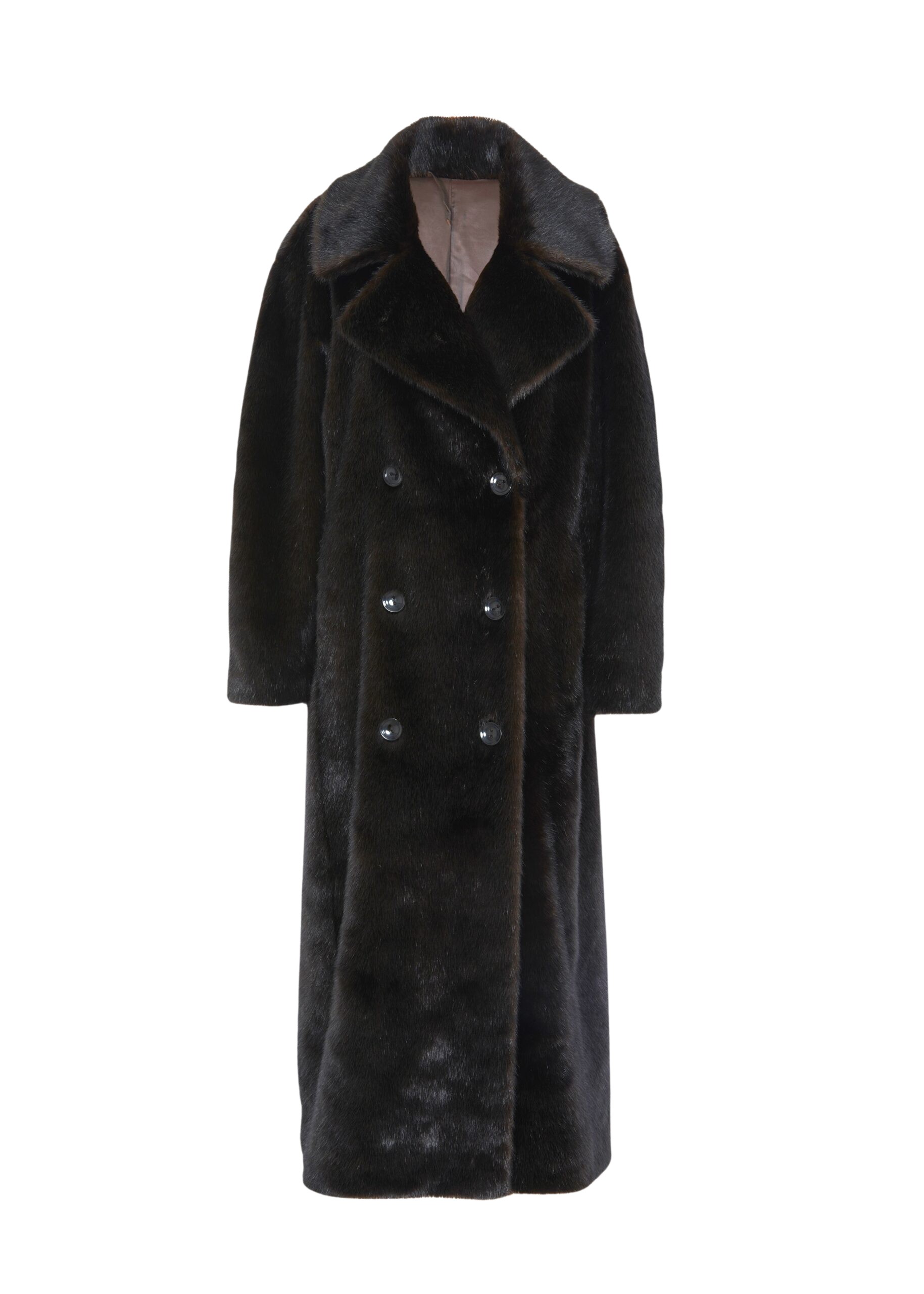 The Frankie Shop Joni Faux Fur Coat – Dark Espresso