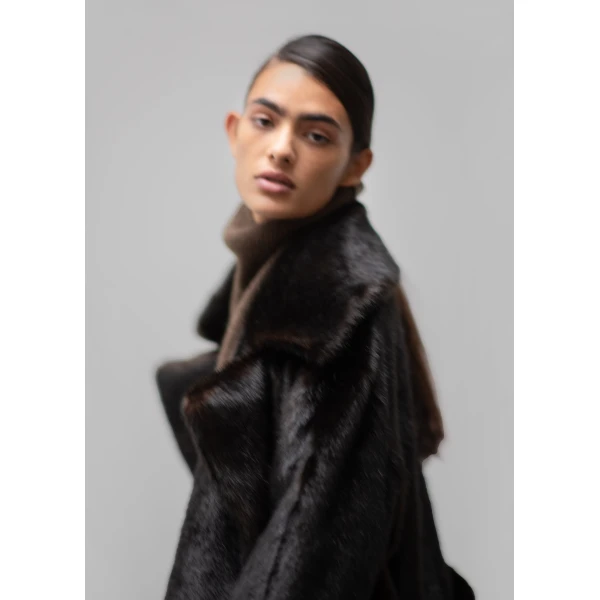 The Frankie Shop Joni Faux Fur Coat - Dark Espresso - Oversized Minimalist Coats in Brown - Shop at Luxury Shoes 