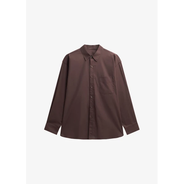 The Frankie Shop Jorhat Shirt - Dark Brown - Oversized Minimalist Tops in White - Shop at Luxury Shoes 