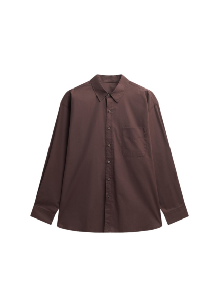 The Frankie Shop Jorhat Shirt - Dark Brown - Oversized Minimalist Tops in White - Shop at Luxury Shoes 
