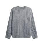 The Frankie Shop Karmoy Cable Knit Padded Sweater - Grey - Oversized Minimalist Knitwear in Grey - Shop at Luxury Shoes 