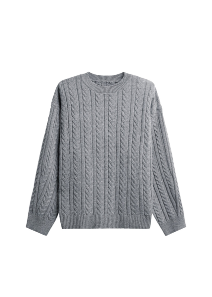 The Frankie Shop Karmoy Cable Knit Padded Sweater - Grey - Oversized Minimalist Knitwear in Grey - Shop at Luxury Shoes 