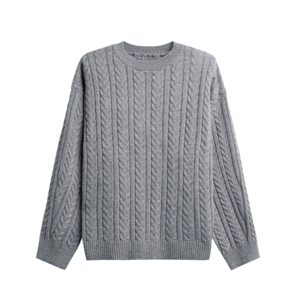 The Frankie Shop Karmoy Cable Knit Padded Sweater – Grey