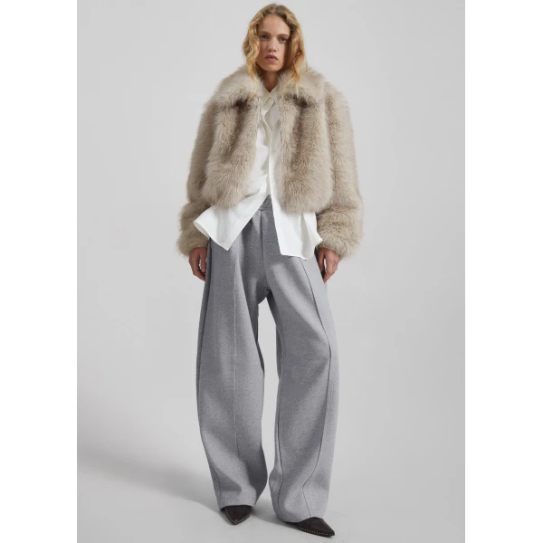 The Frankie Shop Keane Tapered Sweatpants - Grey - Oversized Minimalist Pants in Grey - Shop at Luxury Shoes 