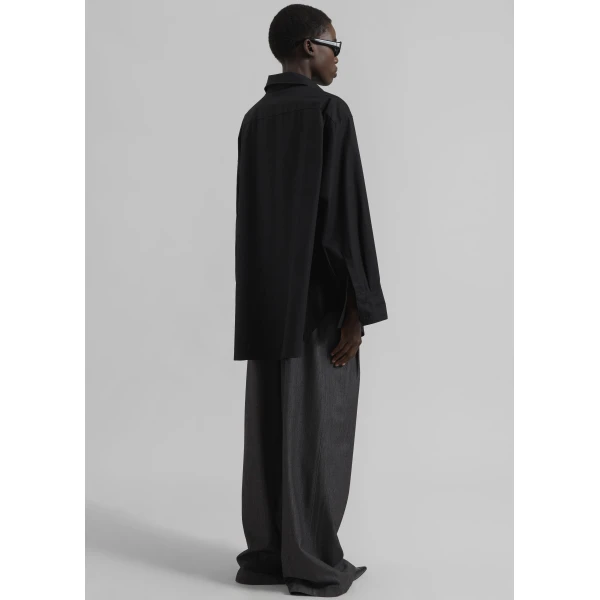 The Frankie Shop Kent Button Up Shirt - Black - Oversized Minimalist Tops in Black - Shop at Luxury Shoes 