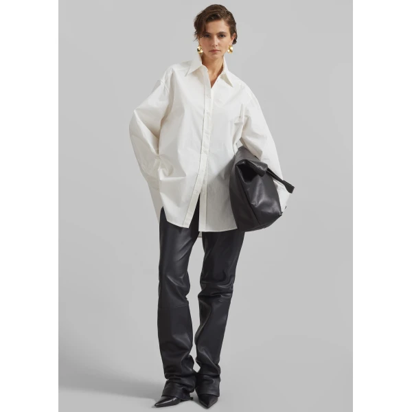 The Frankie Shop Kent Button Up Shirt - White - Oversized Minimalist Tops in White - Shop at Luxury Shoes 
