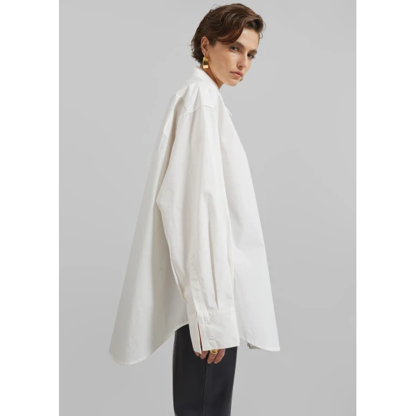 The Frankie Shop Kent Button Up Shirt - White - Oversized Minimalist Tops in White - Shop at Luxury Shoes 