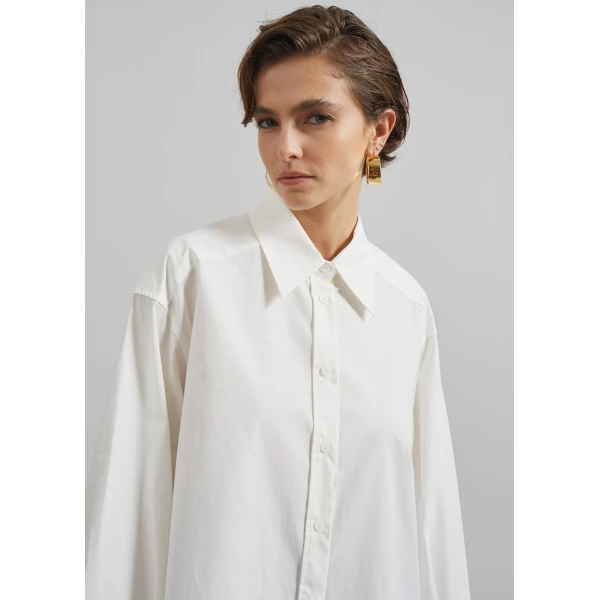 The Frankie Shop Kent Button Up Shirt - White - Oversized Minimalist Tops in White - Shop at Luxury Shoes 