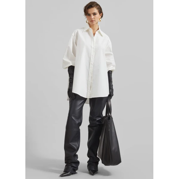 The Frankie Shop Kent Button Up Shirt - White - Oversized Minimalist Tops in White - Shop at Luxury Shoes 