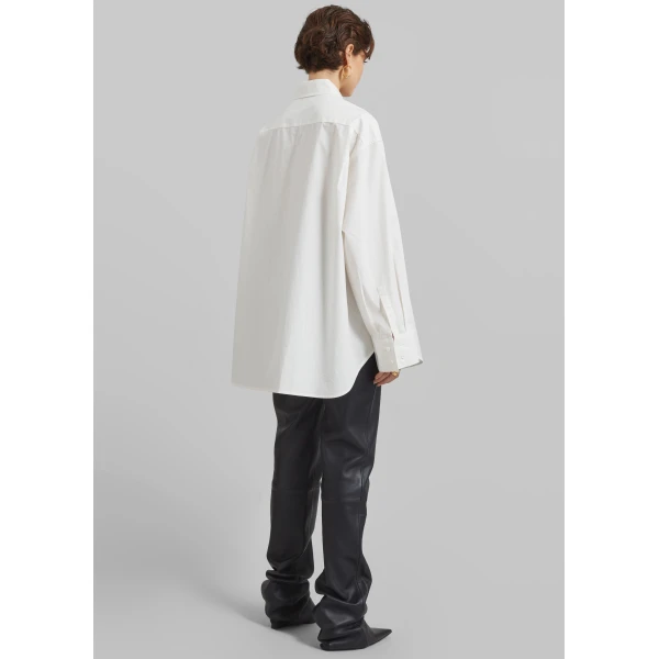The Frankie Shop Kent Button Up Shirt - White - Oversized Minimalist Tops in White - Shop at Luxury Shoes 