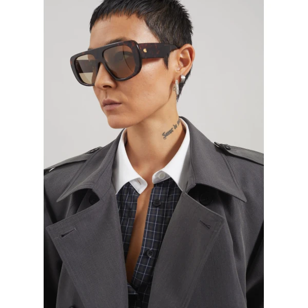 The Frankie Shop Kinsley Cropped Trench Jacket - Grey - Oversized Minimalist Jackets in Grey - Shop at Luxury Shoes 