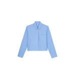 The Frankie Shop Kniva Cropped Shirt - Blue - Oversized Minimalist Tops in Blue - Shop at Luxury Shoes 