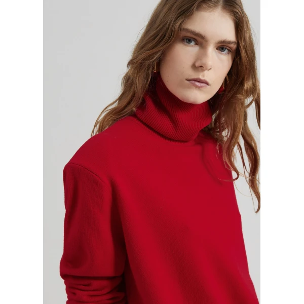 The Frankie Shop Koler Padded Knit Turtleneck - Red - Oversized Minimalist Knitwear in Red - Shop at Luxury Shoes 