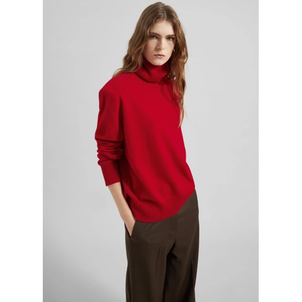 The Frankie Shop Koler Padded Knit Turtleneck - Red - Oversized Minimalist Knitwear in Red - Shop at Luxury Shoes 