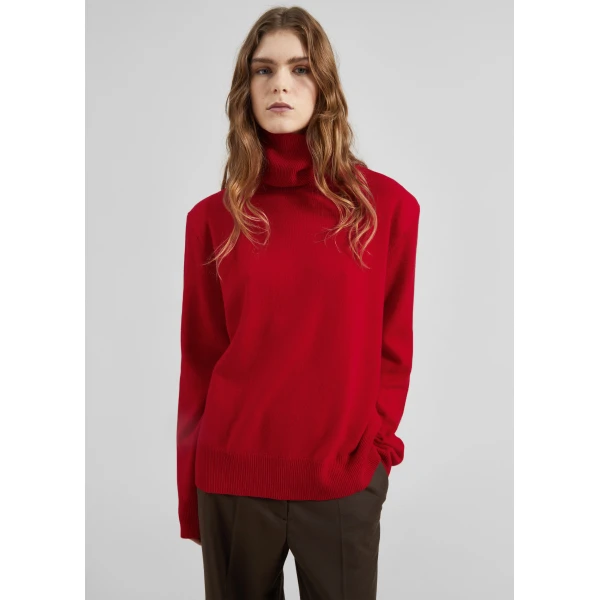 The Frankie Shop Koler Padded Knit Turtleneck - Red - Oversized Minimalist Knitwear in Red - Shop at Luxury Shoes 
