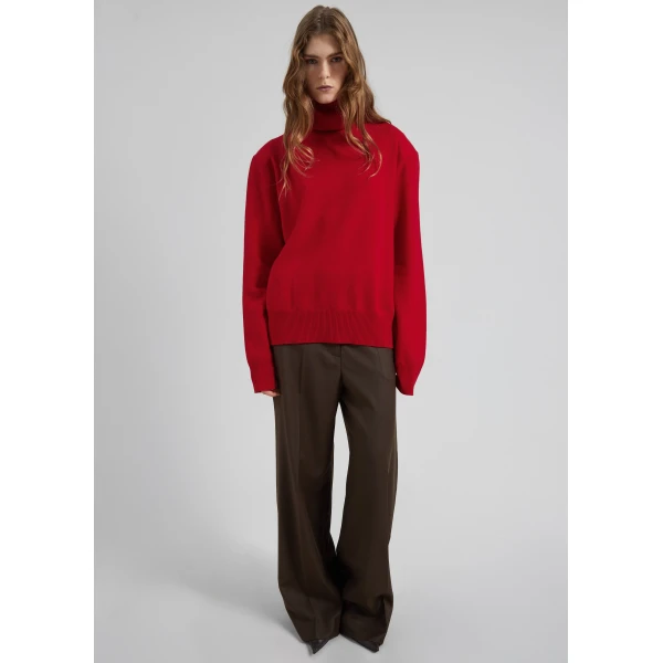 The Frankie Shop Koler Padded Knit Turtleneck - Red - Oversized Minimalist Knitwear in Red - Shop at Luxury Shoes 