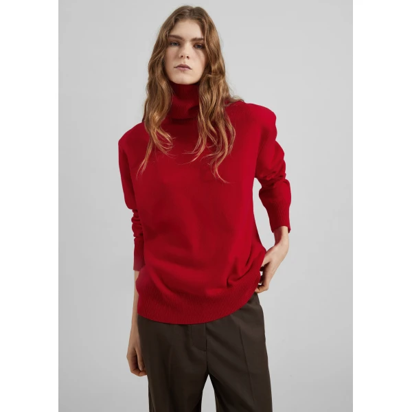 The Frankie Shop Koler Padded Knit Turtleneck - Red - Oversized Minimalist Knitwear in Red - Shop at Luxury Shoes 