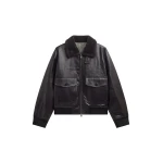 The Frankie Shop Kollam Faux Leather Boxy Jacket - Black - Oversized Minimalist Jackets in Black - Shop at Luxury Shoes 