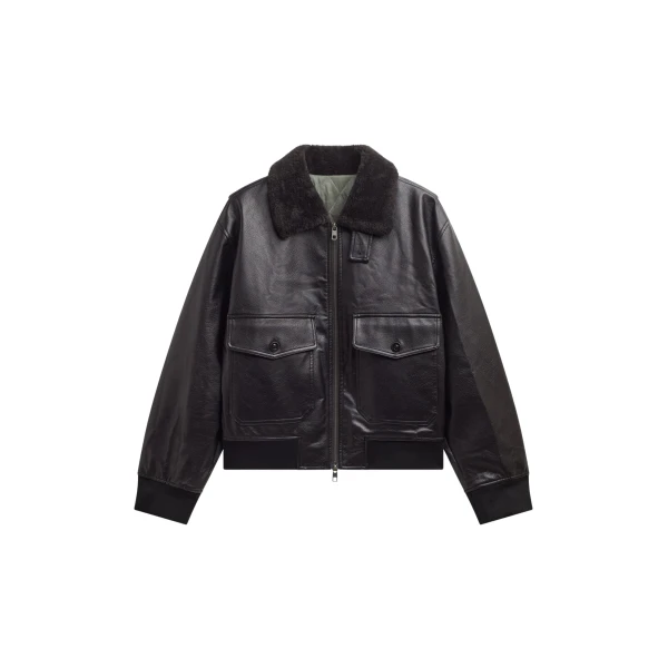 The Frankie Shop Kollam Faux Leather Boxy Jacket - Black - Oversized Minimalist Jackets in Black - Shop at Luxury Shoes 