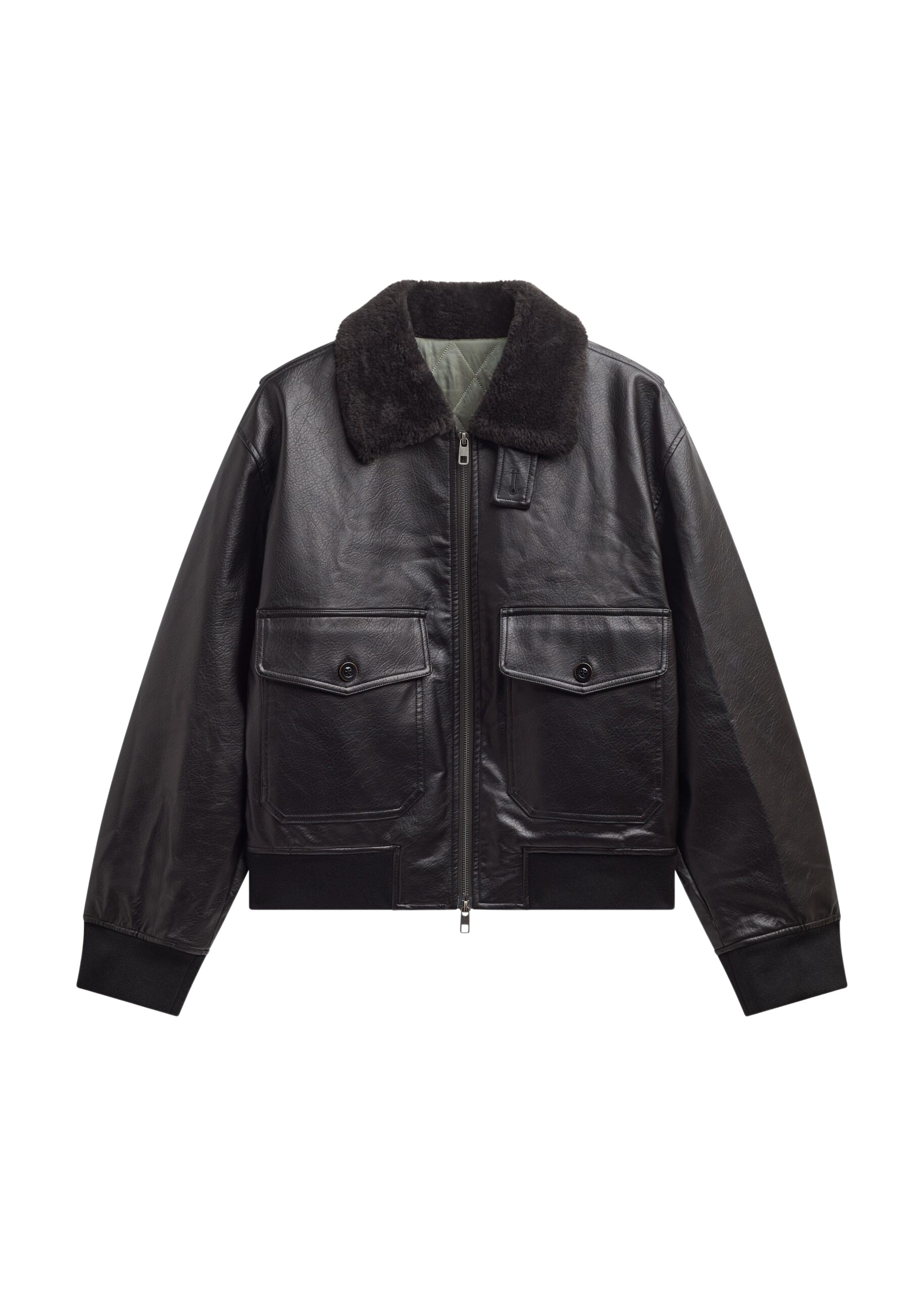 The Frankie Shop Kollam Faux Leather Boxy Jacket - Black - Oversized Minimalist Jackets in Black - Shop at Luxury Shoes 