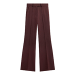 The Frankie Shop Kvale Pintuck Flared Trousers - Burgundy - Oversized Minimalist Pants in Red - Shop at Luxury Shoes 