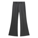 The Frankie Shop Kvale Pintuck Flared Trousers - Dark Grey - Oversized Minimalist Pants in Grey - Shop at Luxury Shoes 