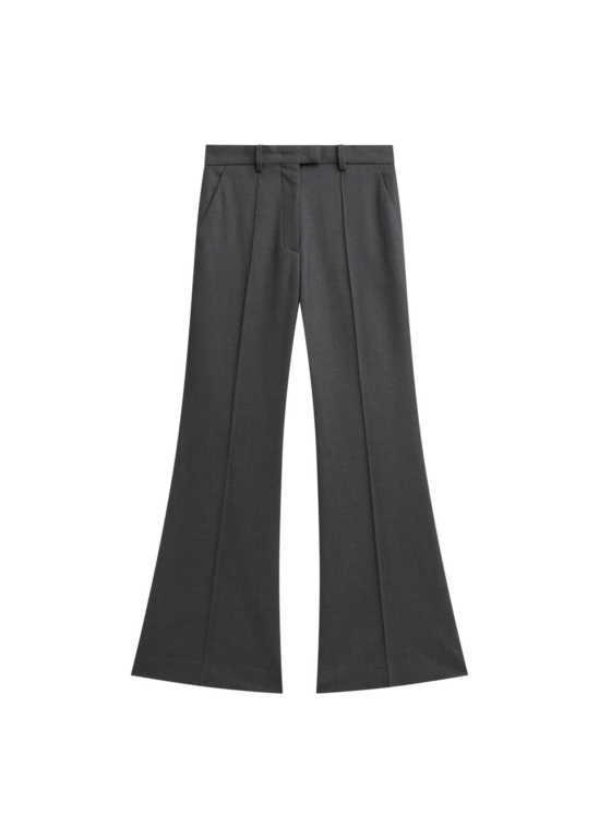 The Frankie Shop Kvale Pintuck Flared Trousers - Dark Grey - Oversized Minimalist Pants in Grey - Shop at Luxury Shoes 