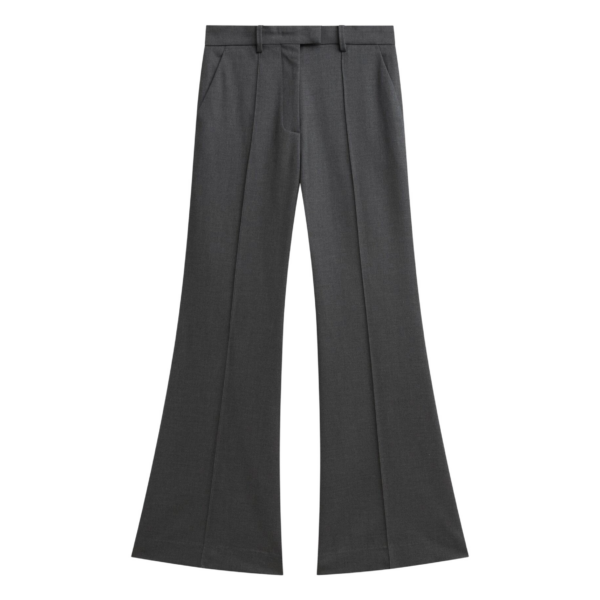 The Frankie Shop Kvale Pintuck Flared Trousers - Dark Grey - Oversized Minimalist Pants in Grey - Shop at Luxury Shoes 