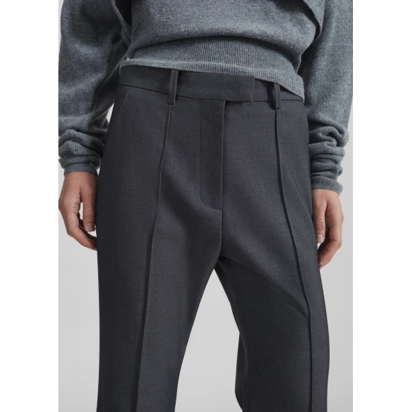 The Frankie Shop Kvale Pintuck Flared Trousers - Dark Grey - Oversized Minimalist Pants in Grey - Shop at Luxury Shoes 