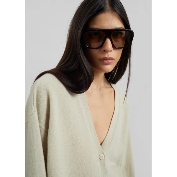 The Frankie Shop Lachen Double-Sided Wool Cardigan - Light Beige - Oversized Minimalist Knitwear in Beige - Shop at Luxury Shoes 