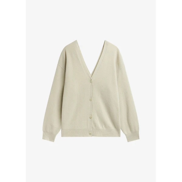 The Frankie Shop Lachen Double-Sided Wool Cardigan - Light Beige - Oversized Minimalist Knitwear in Beige - Shop at Luxury Shoes 