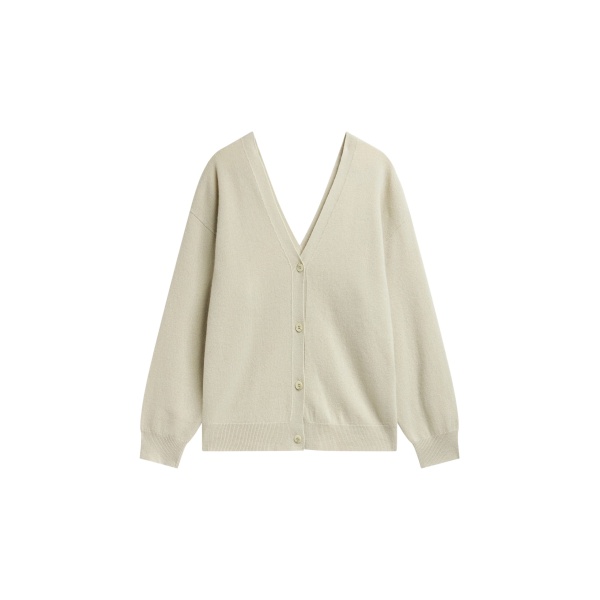 The Frankie Shop Lachen Double-Sided Wool Cardigan - Light Beige - Oversized Minimalist Knitwear in Beige - Shop at Luxury Shoes 