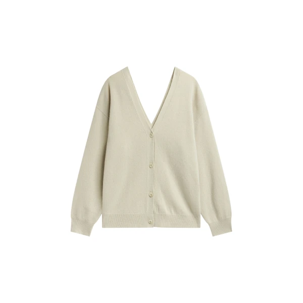 The Frankie Shop Lachen Double-Sided Wool Cardigan - Light Beige - Oversized Minimalist Knitwear in Beige - Shop at Luxury Shoes 