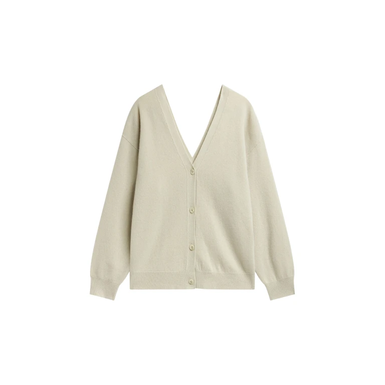 The Frankie Shop Lachen Double-Sided Wool Cardigan - Light Beige - Oversized Minimalist Knitwear in Beige - Shop at Luxury Shoes 