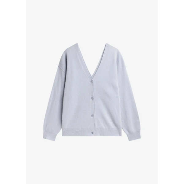 The Frankie Shop Lachen Double-Sided Wool Cardigan - Powder Blue - Oversized Minimalist Knitwear in Blue - Shop at Luxury Shoes 