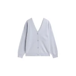 The Frankie Shop Lachen Double-Sided Wool Cardigan - Powder Blue - Oversized Minimalist Knitwear in Blue - Shop at Luxury Shoes 