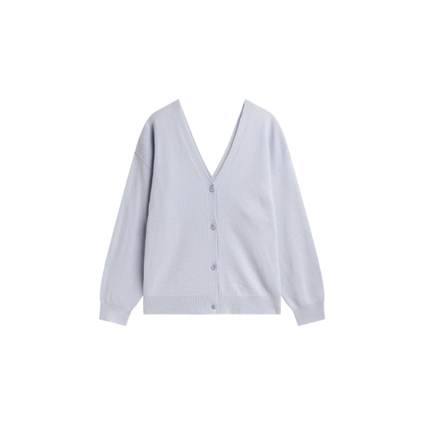 The Frankie Shop Lachen Double-Sided Wool Cardigan - Powder Blue - Oversized Minimalist Knitwear in Blue - Shop at Luxury Shoes 