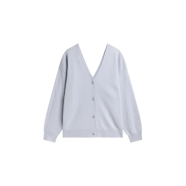 The Frankie Shop Lachen Double-Sided Wool Cardigan - Powder Blue - Oversized Minimalist Knitwear in Blue - Shop at Luxury Shoes 