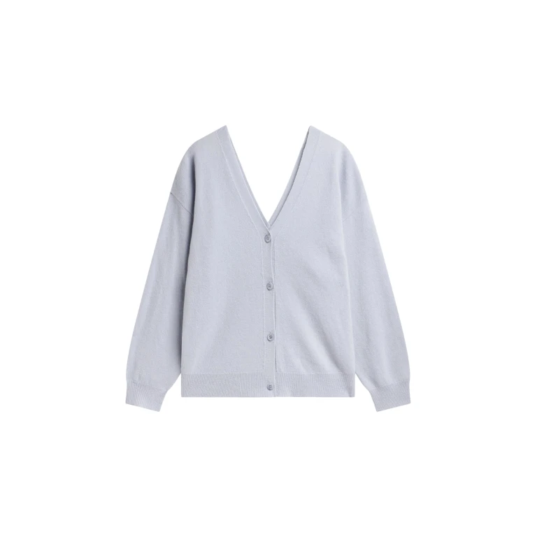 The Frankie Shop Lachen Double-Sided Wool Cardigan - Powder Blue - Oversized Minimalist Knitwear in Blue - Shop at Luxury Shoes 